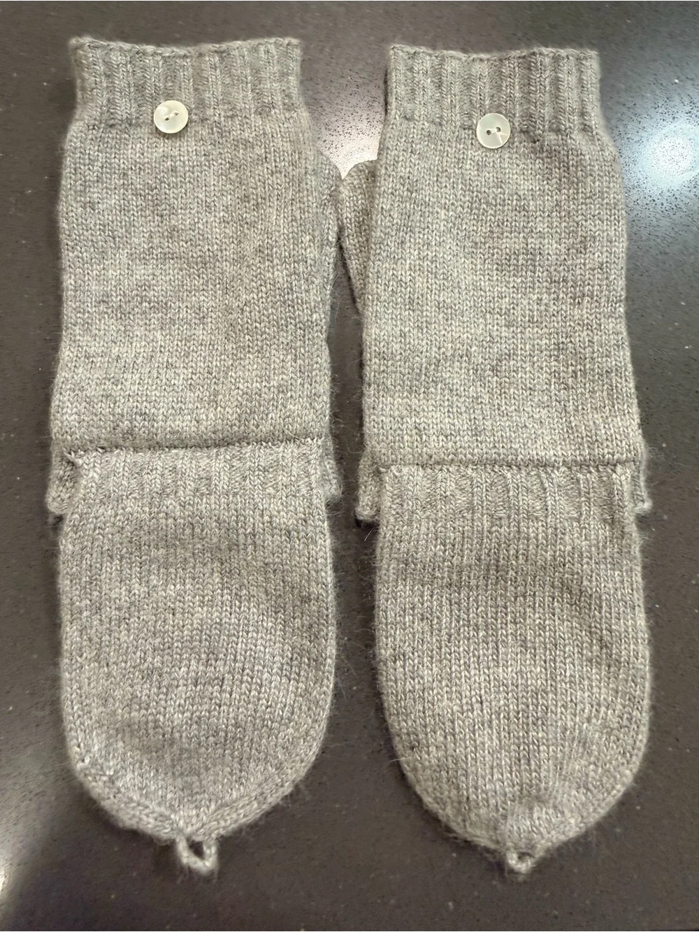 Portolano Cashmere Wool Convertible Fingerless Gloves Mittens Gray NWOT